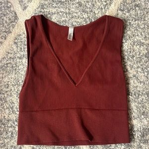 Nikibiki Dark Red V-Neck Top